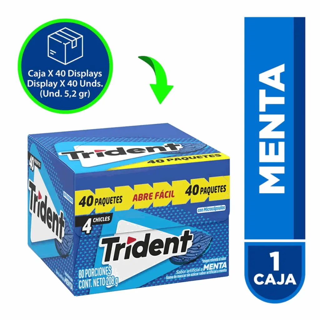 Trident Menta 4s (Caja 40paq.)