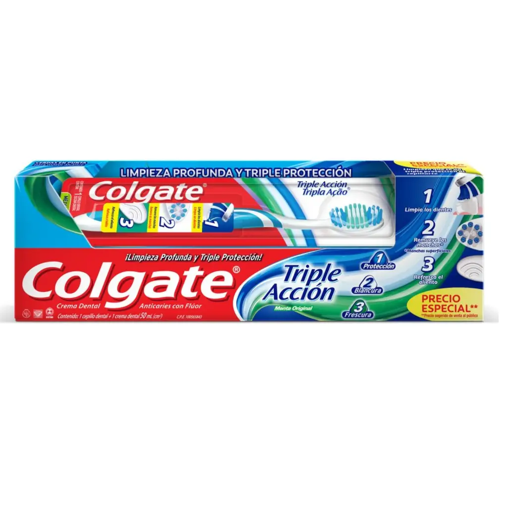 C.D. Colgate Triple Accion 50ml+Cepillo (Caja48u.)