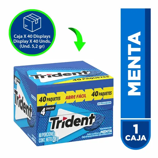 Trident Menta 4s (Caja 40paq.)