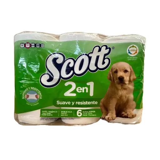 Papel Hig. Scott 2en1 6Rollos (Bulto8u.)