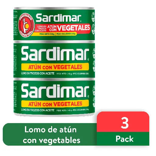 Atun Sardimar Vegetales 140g 3pack (Caja24p.)