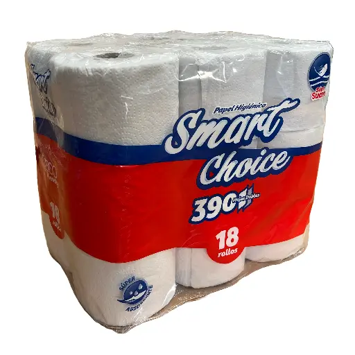 Papel Hig. Smart Choice 390HD 18Rollos (Bulto2u.)